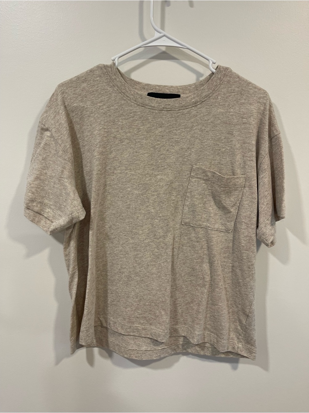 Jenni Kayne T-Shirt M Cotton Blend SS Pocket Beige Capsule Basic Modern Relaxed - Picture 4 of 9